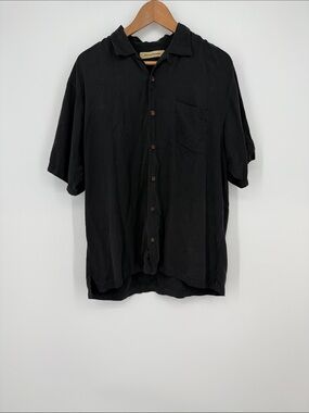 Tommy Bahama Black Short-Sleeve Silk Button-Down Shirt